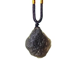 JEVLUH Genuine Saffordite Aka Cintamani Stone Necklace,Genuine Rough Arizona Obsidian Tektite,Irregular Shape