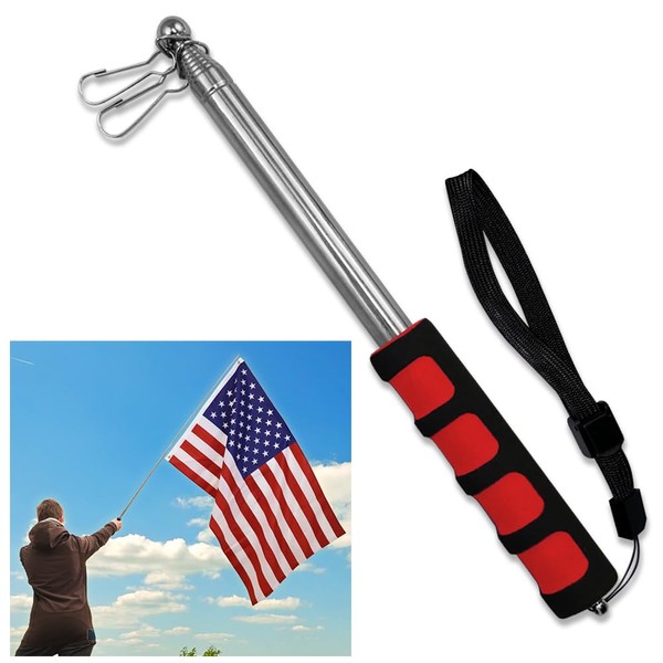 5ft Hand-Held Collapsible Flag Pole (Red)