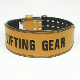 Lifting Gear Leather Weightlifting Belt - Genuine Leather 4 Inches wide Adjustable Buckle Weight Lifting Belt for Back Support, Powerlifting, Cross Training, Deadlifts, Squats Olympic Lifting (Brown, Medium)