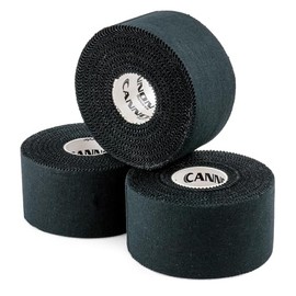 Cannon Sports Premium Athletic Tape - 1.5” x 45 Feet Per Roll - Easy Tear, No Sticky Residue, Very Strong, Hypoallergenic and Latex Free - Pack of 3 (Black)