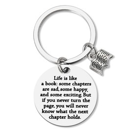 Inspirational Book Lover Gifts for Women Men Reading Gifts for Women Men Bookworm Gifts for Women Men Librarian Gift Ideas for Girls Boys Book Keychain Engraved Reading Accessories for Book Lovers