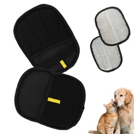 Lyreh 2pcs Pet Hair Removal Gloves, 2 Style Reusable Pet Hair Static Removal Gloves for Cat Dog Sofa Furniture Carpet Curtain Bed Sheet Clothes Car Seat(Regular & Five Finger Style)