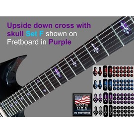 Cross Guitar Fret Markers (84 Piece Set) Pick from 3 Sets Vinyl Decals Stickers for Guitar Musical instament Gibson Harmony Fender ESP Ibanez Jackson Fretboard Markers Inlay (Cross Set F)