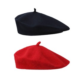 CWPFVQA Pack of 2 Women's Berets, French Retro Berets, Dome Berets, Versatile Painter's Hats, Soft Elastic Hats, Suitable for Everyday Use and Dance Parties, black