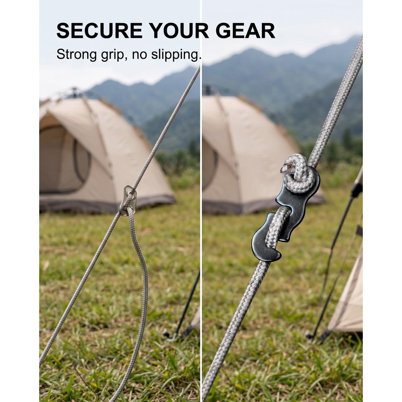 VAEIORP Wind Rope Tensioners 20 Pieces Aluminium Alloy Black Special