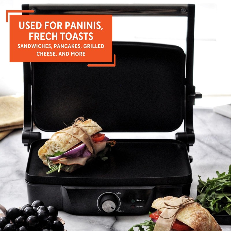 IMUSA Stainless Steel Panini Press Electric with Adjustable Temperature Settings