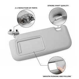 INTGET Driver Side Sun Visor for Toyota Corolla 2007 2008 2009 2010 2011 2012 2013 Accessories Leather Car Sun Protection Visors Replacement with Mirror (Upgraded- Grey-Driver Side)