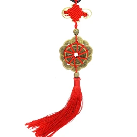 Chinese Knot Tassel Lucky Coins Feng Shui Tassel Chinese Style Lucky Charm for Home Office Decoration and Car Interiors