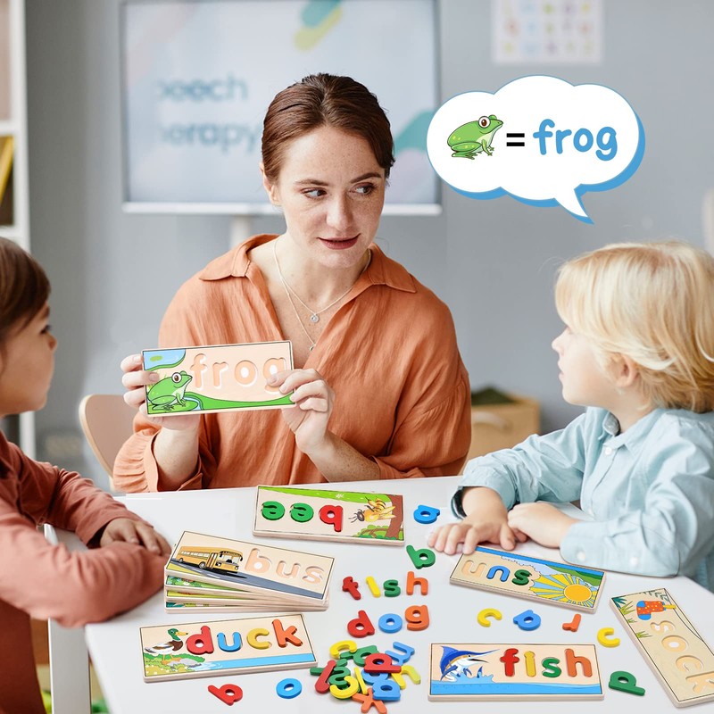 Atoylink Wooden Spell Learning Toys for 2 3 4 5