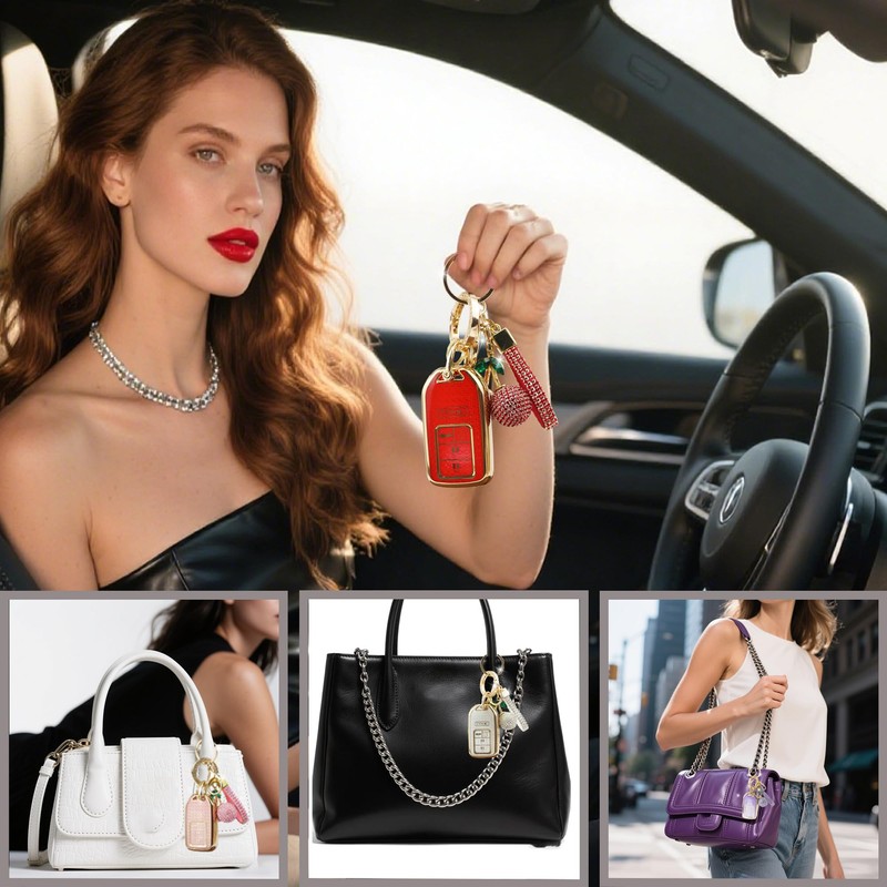 Yekoubo Key Fob Cover with Cherry Keychain, Soft TPU Smart