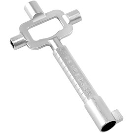 Universal Construction Key, 13.8 x 6.6 cm, Cylinder Size Construction Wrench, Locksmith Tool for Opening Mortise Cylinder Lock and Checking Heating Valves - Silver