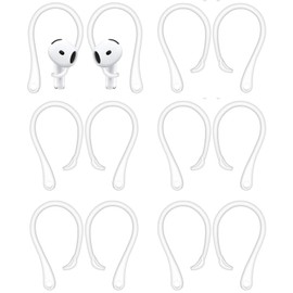 ALXCD Ear Hooks Compatible with AirPods 4 4th Gen, 6 Pairs Anti-Slip Soft Silicone Earhook Repalcement Earhooks Earbuds Hook Compatible with AirPods 4 722 6 Pairs White