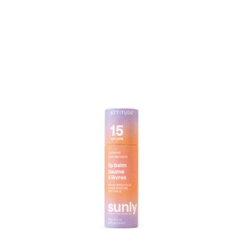 ATTITUDE- Bálsamo labial sin plástico con protección solar FPS 15, verificado por EWG, ingredientes de origen vegetal y mineral                       