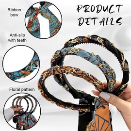 Pack of 3 Wide Headband Women's Bow Hair Band Rockabilly Headband Vintage Hair Accessories Headwear for Girls Women
