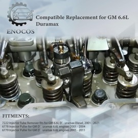Enocos 6778 & 6779 Injector Puller and 7222 Injector Tube Remover/Installer Tools Compatible with 2001-2021 GM D'uramax 6.6L Engines, Replace# J-44639, J-46594, J-45910