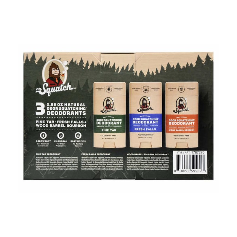 Dr. Squatch Men's Natural Deordorant Variety Pack, 2.65 oz (3