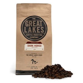 Great Lakes Dark Roast Whole Bean Coffee, Dark Horse Espresso Blend, Farmer Direct Sourced from Brazil, Ethiopia, and Guatemala, 12 Ounces
