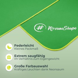 NirvanaShape Microfibre Towel – Travel Towel, Bath Towel for Holidaymakers – Compact, Quick-Drying Microfibre Towels as Beach Towel, Sports Towel – for Travel, Camping, Sports – 60 x 40 cm