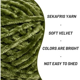 3 Pack Fuzzy Chenille Yarn for Crocheting,Velvet Baby Blanket Yarn for Crocheting,Soft Plush Yarn for Hand Knitting,(300 g/393yds) Fluffy Amigurumi Crochet Yarn(3 Army Green)
