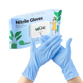 Disposable Nitrile Gloves - Pack of 50, Extended Cuff Cleaning Glove, Powder-Free and Food Certified, for Dishwashing, Cooking, Household (Blue, Large)