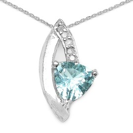 Schmuck-Schmidt -0.53ct Blue Topaz 5 Diamond Necklace