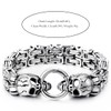 Mens Stainless Steel Two-strand Braided Byzantine Chain Bracelet with Skulls