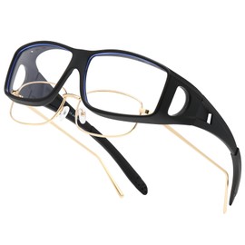 PUBOWT Fit Over Blue Light Blocking Computer Reader for Women Men Anti-Blue Light Filter Wrap Around Eyeglasses (Black)