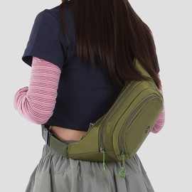 Waterproof Bum Bag for Women with Adjustable Belt, 3-Zipper Pockets, Lightweight Large Capacity Waist Bag, Bumbags for Ladies for Travel Running Daily Use (Green)