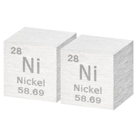sourcing map 2 Pcs Nickel Cube, 0.39 Inch High Density Metal Element Cube Metal Density Cube for Chemical Elements Collection Science Education Experiment Application, Silver