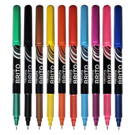MERCURY Brito Fineliner Pens, MULTICOLOUR, Ultra Fine Point (0.3mm), Pack of 10, Precision Lines, Ideal for Write Draw Sketch Colour Draft Mark