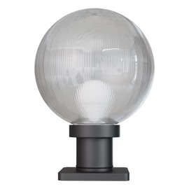 KastLite 10" Globe Pier Mount Outdoor Lighting with LED Lamp | UV & Waterproof Pillar & Column Lights | Deck Driveway Yard Patio & Garden Fixture | Made in USA | Prismatic Cover, Black Basic Base