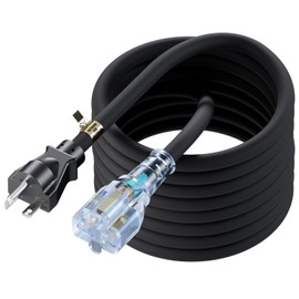 25-Feet (7.65 Meter) Long 20 Amp-250 Volt Nema 6-20P Extension Cord, 12AWG Nema 6-20 Heavy Duty Extension Cable, Nema 6-15/20R T-Blade Cord with Red Indicator Light