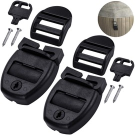 OIIKI 2 Sets Spa Hot Tub Cover Clips, Spa Cover Clips Replacement, Hot Tub Cover Latch Clip Lock Kit with 4 Latches Clip Locks, 2 Slides, 2 Keys and 4 Screws - Black