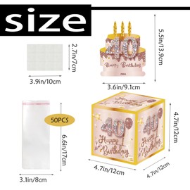 Rose Gold Happy 40th Birthday Money Box for Cash Gift, Pull Surprise Money Gift Box for Lady 40 Years Old Birthday Presents,Birthday Gift Money Box Money Presentation Box for Cash Gifts Birthday