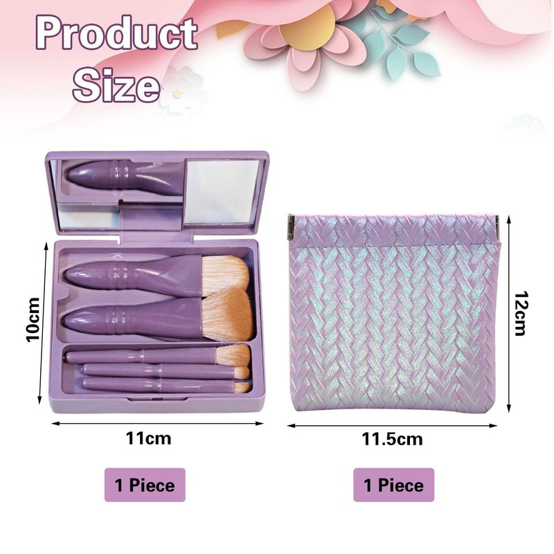 5 Make-Up-Pinsel Und 1 Mini-Aufbewahrungstasche, Make-Up-Pinsel-Set Mit Spiegel, Beauty-Tools, Tragbare