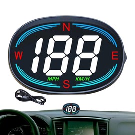GPS Speed Gauge | LCD Display with MPH Digital Speed Compass Direction | USB Plug &, Overspeed Alarm Meter, Speed Gauge for All Vehicle