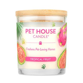 Pet House 9 oz Tropical Fruit Scented Pet Odor Candle, Clean Burning, Long Lasting, Plant Based Spring, Summer Scented Soy Candle, 60 Hour Burn Time