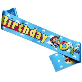 Toy Theme Story Birthday Boy Sash for Kids, Toy Inspired Story Happy Birthday Sash for Kids Boys, Toy Themed Story Sash for Birthday Party Decorations and Supplies, Birthday Sash for Son