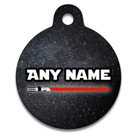 Spoilt Rotten Pets 25mm Red Light Saber Star Paws Sci Fi Space Fans Dog Cat Identity Disc, Cat Kitten Dog Puppy ID Tag, Custom Printed with Your Contact Details