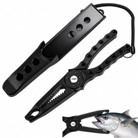 Festov Fish Tongs, Portable Fishing Tackle Fish Retriever Device Gar Teeth Shape with Protective Cover and Strap Features Carabiner and Non-Slip Grip