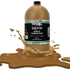 Pouring Masters 24 Karat Gold Metallic Acrylic Ready to Pour Pouring Paint – Premium 64-Ounce Pre-Mixed Water-Based - for Canvas, Wood, Paper, Crafts, Tile, Rocks and More