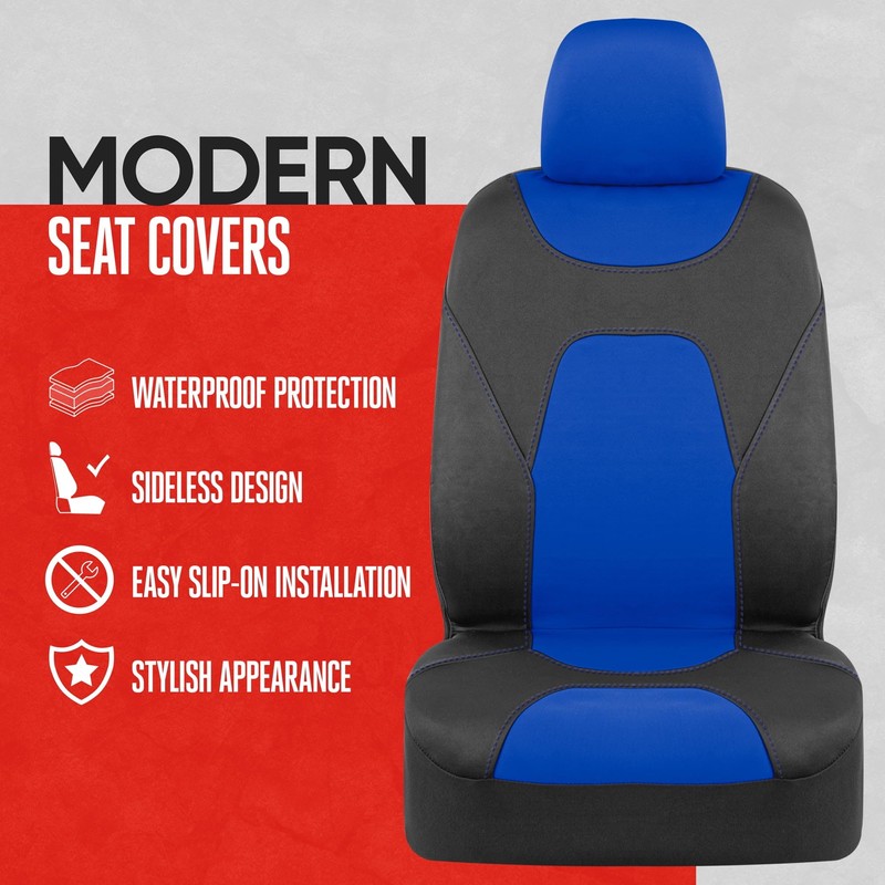 Motor Trend AquaShield Waterproof Front Seat Covers, Blue Seat Covers