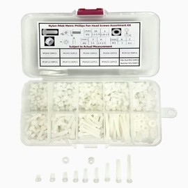 Happinesspark M3 Nylon PA66 Plastic White Metric Cross Phillips Pan Head Screws Set Length 4-25mm with Nuts Washers Assortment Hardware Kit of 350PCS in Plastic Storage Box (Electronics Repair DIY)