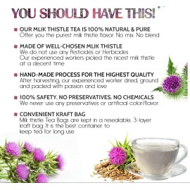 Maani Essence Organic Milk Thistle Tea Bags, 40 Teabags, 3g/Bag - Supports Liver Function, Liv