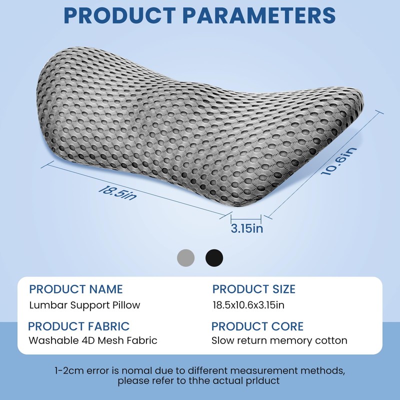 永合Yonghe Ergonomic Pillow, Memory Foam Waist Pillow, Bed Pillow, Ergonomic