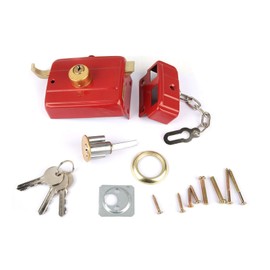 Heavy Duty Dead Bolt Lock with Keys Front Door Security Lock Nightlatch Red Finish for Wooden and Iron Doors