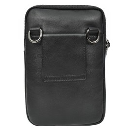 Mens Genuine Leather Wrist Bag Multi-Pockets Money Travel Organiser Pouch Dinan Black