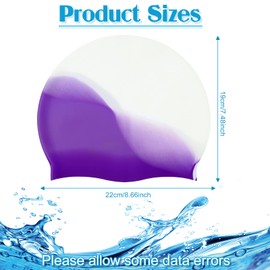 Zhanmai 3 Pieces Kids Swim Caps for Long Hair Silicone Swimming Cap for Girls Boys Kids Teens with Long Curly Hair Braids Dreadlocks Large Waterproof Swim Hat (Blue White, Purple White, Pink White)