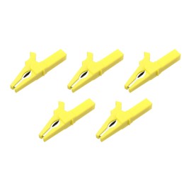 Dahszhi 5Pcs Fully Insulated Alligator Clips,4mm Banana Plug Connectors Multi Testers Alligator Clip with Banana Socket Alligator Clips,Yellow