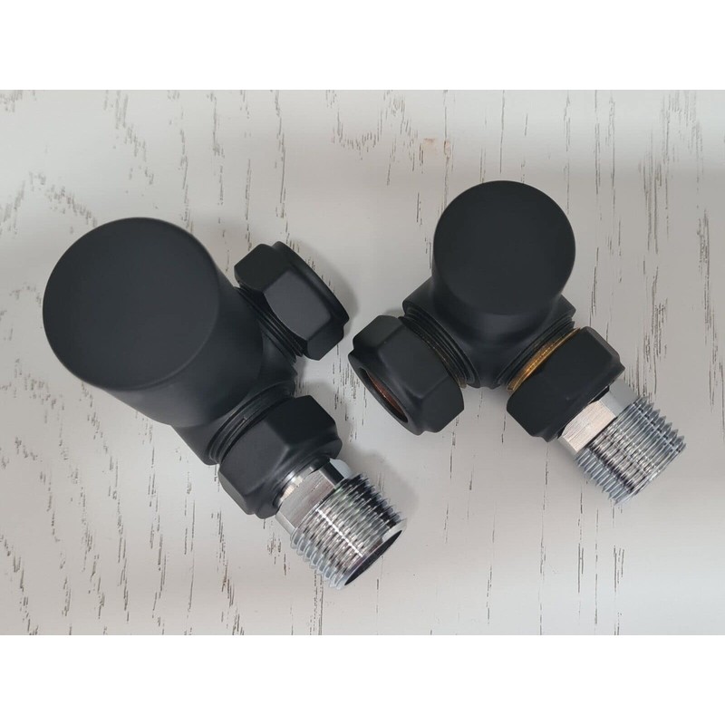 Team Controls Matt Black Corner Towel Rail Radiator Rad Valves
